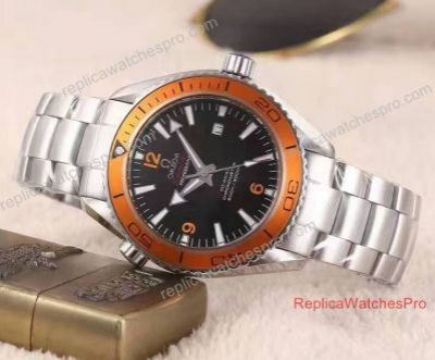 Copy Omega Seamaster Planet Ocean 600m Watch SS Black Orange Bezel